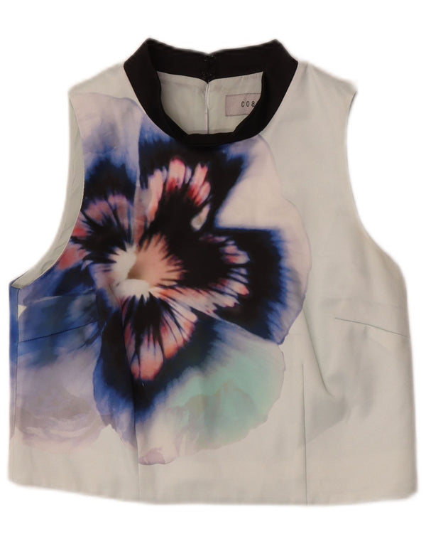 Kurzes, ärmelloses Blusenoberteil für Damen von Coast, UK 12, mittelgrünes, geblümtes Polyester