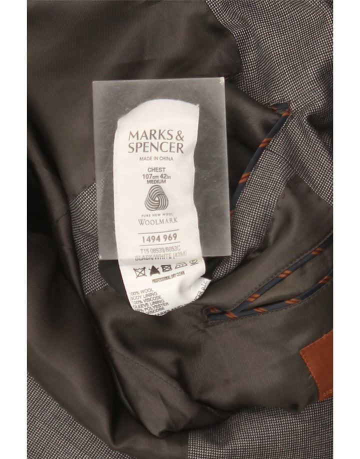 Marks & Spencer Herren-Blazer mit 2 Knöpfen, UK 42, große graue Wolle