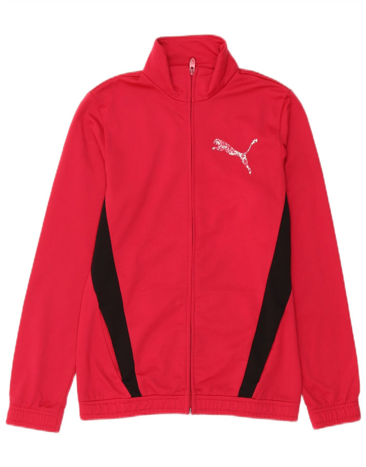 Puma Mädchen-Trainingsanzug-Top-Jacke, 13–14 Jahre, rosafarbenes Farbblock-Polyester