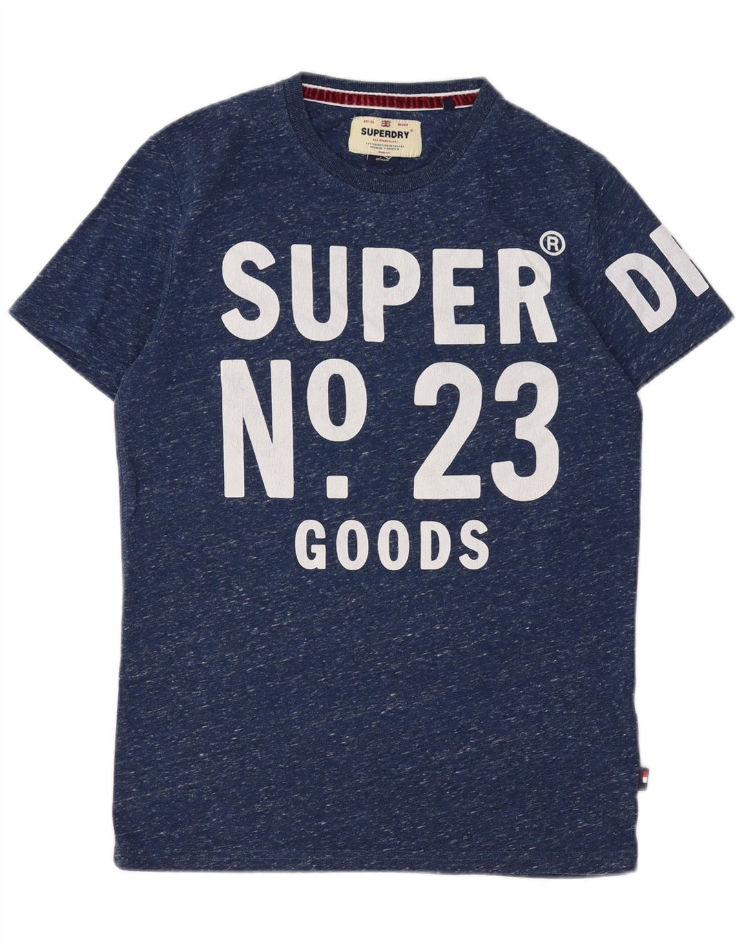 SUPERDRY Herren-T-Shirt mit Grafik, Größe S, marineblau gesprenkelte Baumwolle