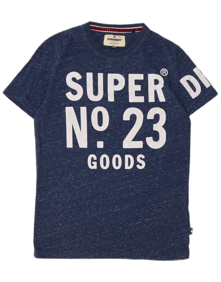 SUPERDRY Herren-T-Shirt mit Grafik, Größe S, marineblau gesprenkelte Baumwolle