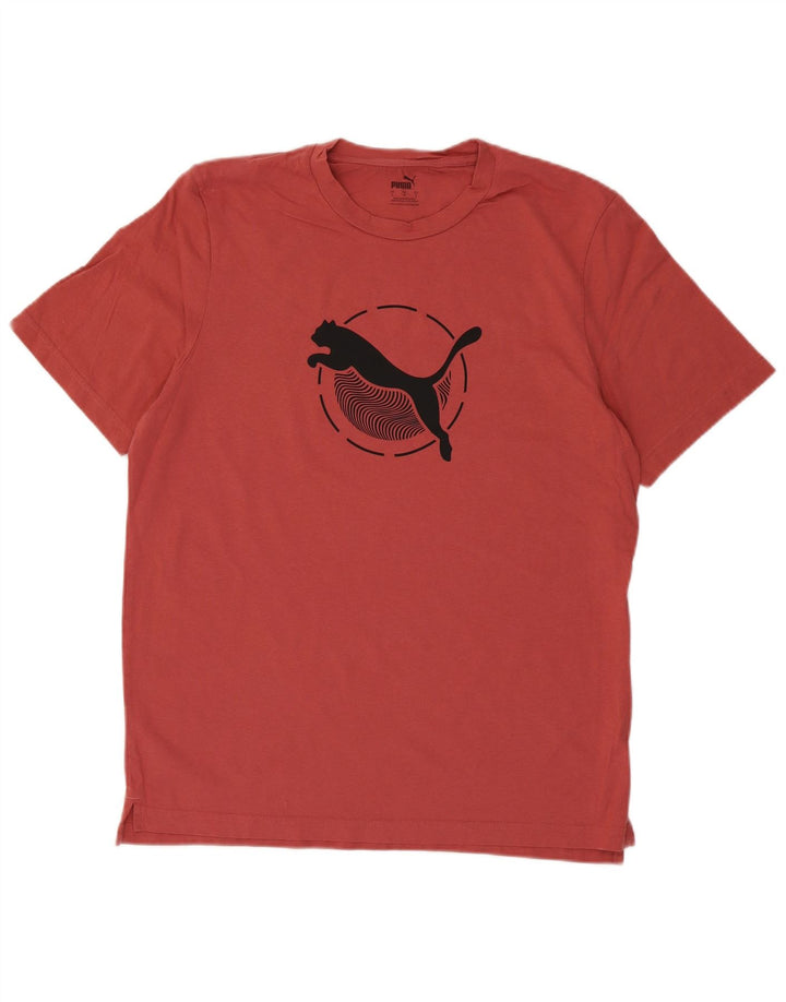 Puma Herren Grafik T-Shirt Top Große rote Baumwolle