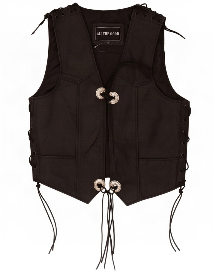 Vintage Herren Lederweste Klein Schwarz