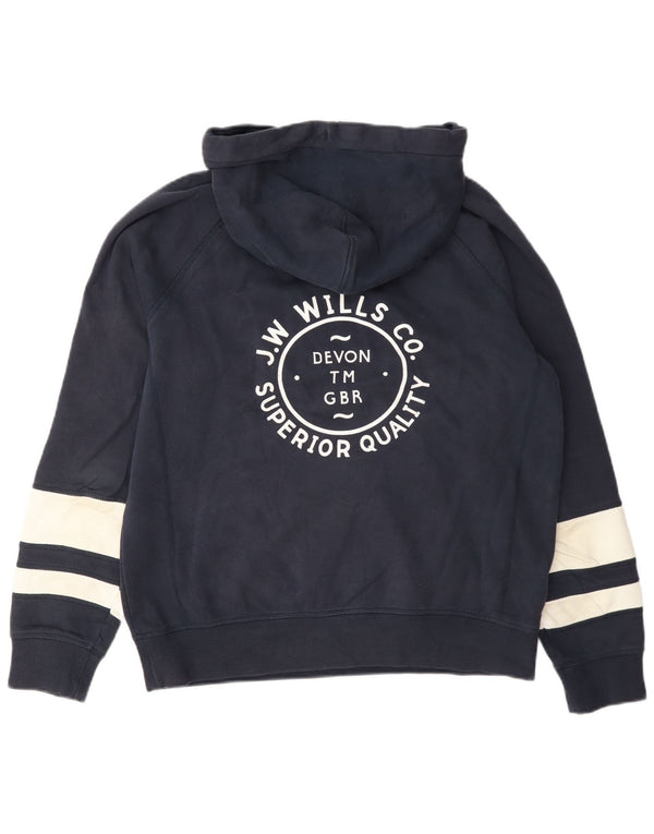 Jack Wills Damen-Pullover mit grafischem Kapuzenpullover, Größe M, Marineblau, Farbblock