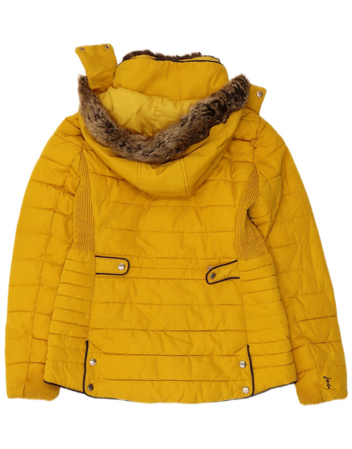 Joules Wattierte Damenjacke mit Kapuze, UK 14, Mittelgelb, Polyester