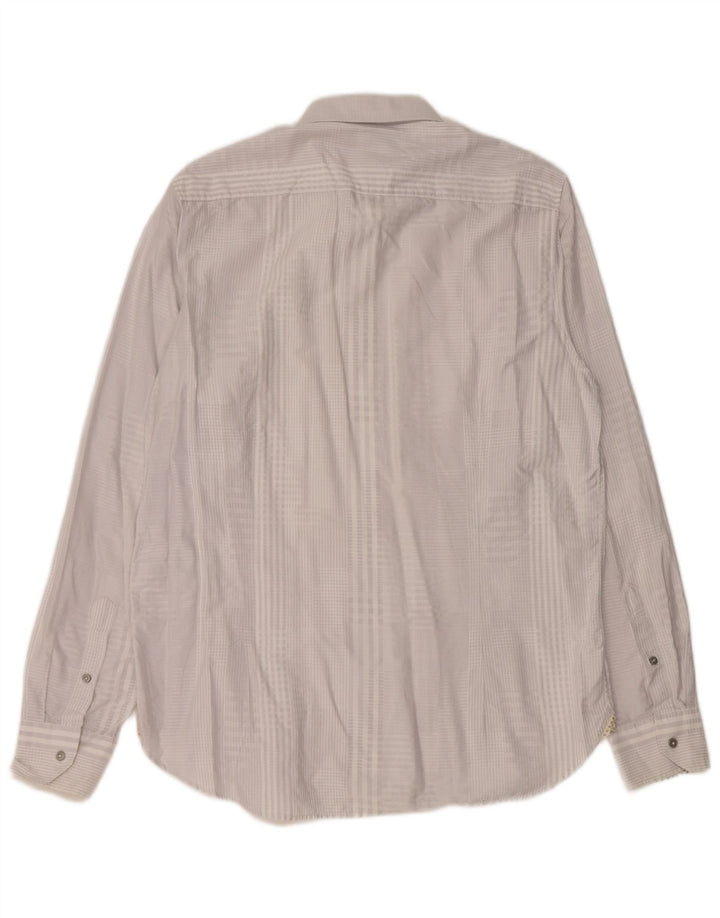 Ted Baker Herrenhemd, Größe 16,5, groß, graue Gingham-Baumwolle