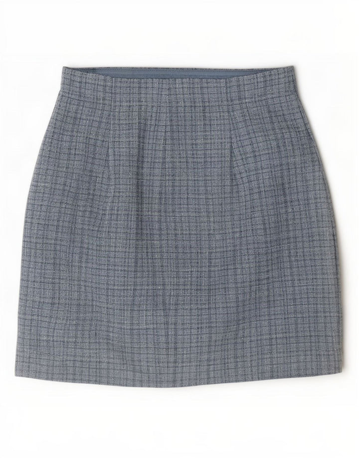 Guess Damen Minirock UK 10 Small W28 Blau kariertes Polyester