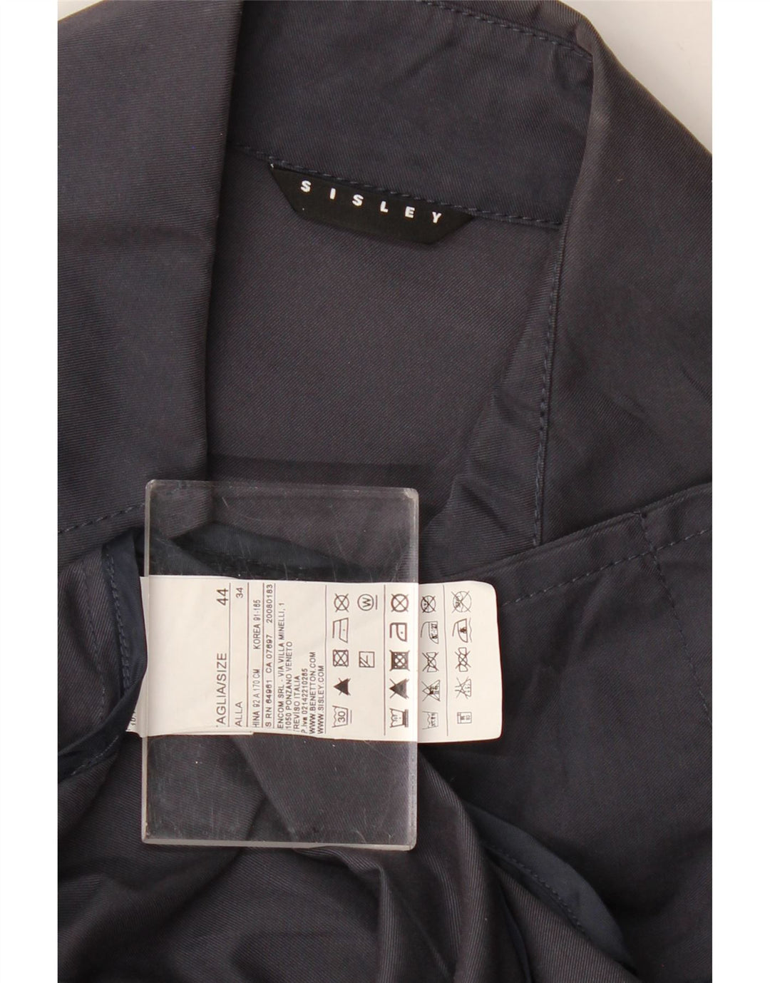 Sisley Damen Trenchcoat IT 44 Medium Marineblau Baumwolle