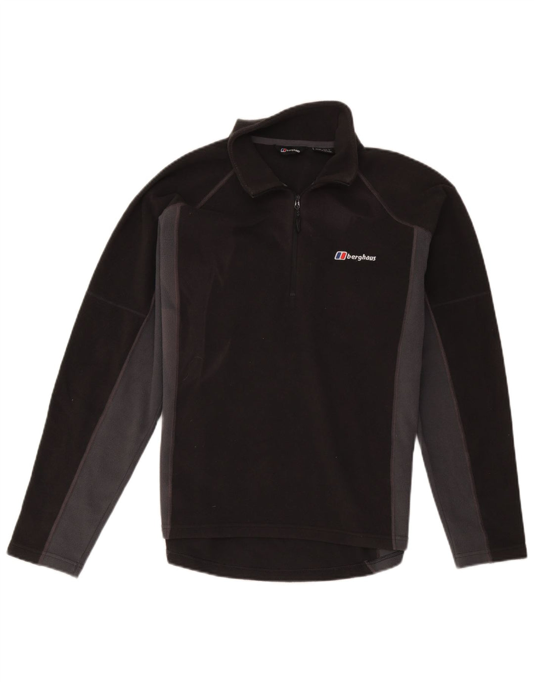 Berghaus Herren-Fleecepullover mit Reißverschluss am Hals, Mittelschwarz, Farbblock
