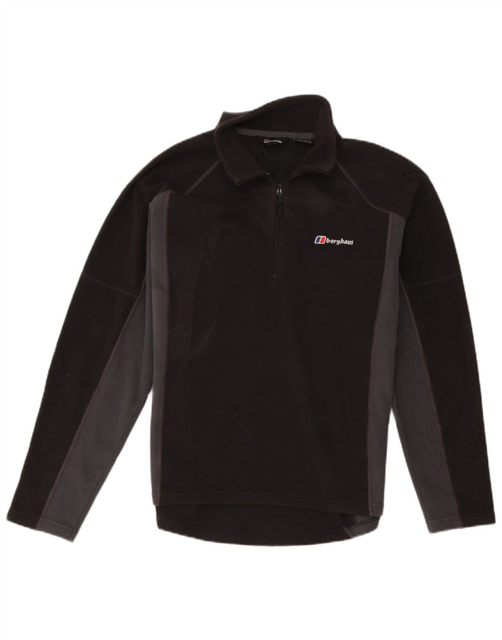 Berghaus Herren-Fleecepullover mit Reißverschluss am Hals, Mittelschwarz, Farbblock