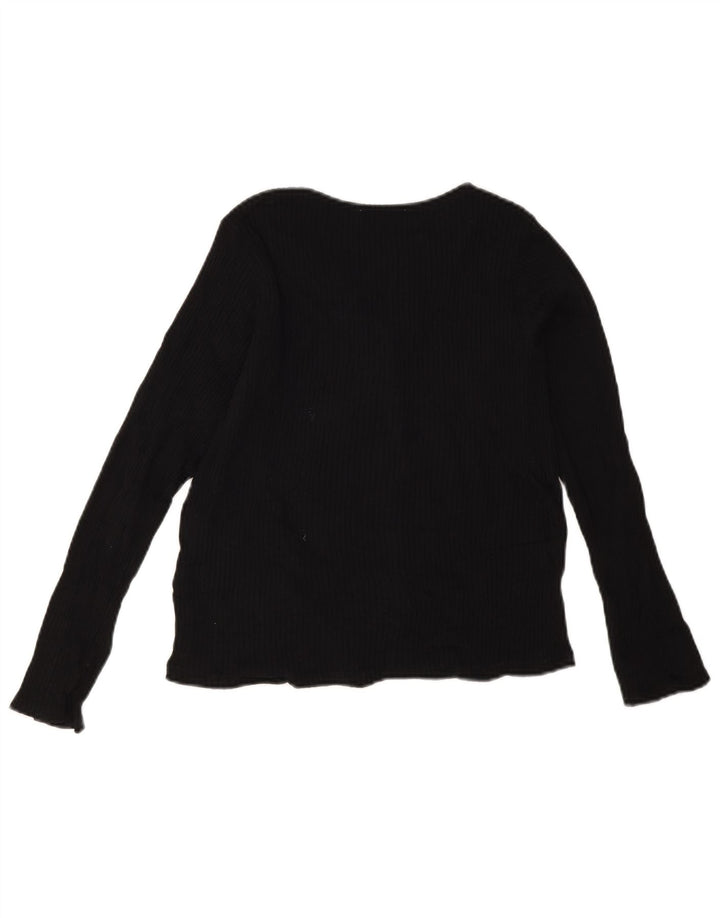 Zara Damen Crop Top Langarm UK 12 Medium Schwarz