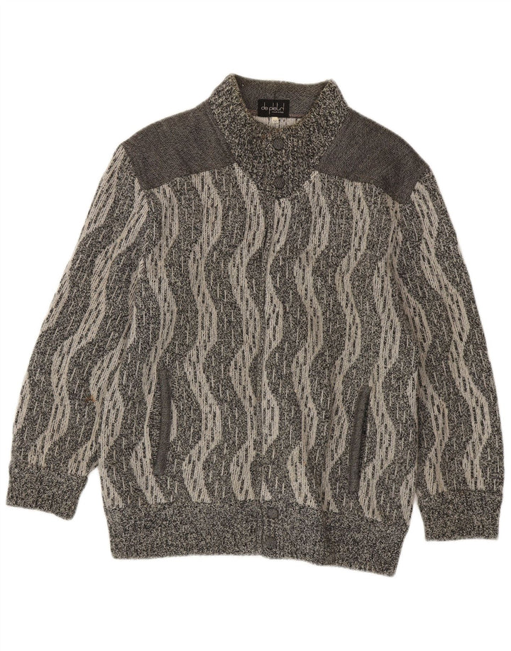De Pletrl Herren-Strickjacke IT 50 mittelgraue Chevron-Wolle
