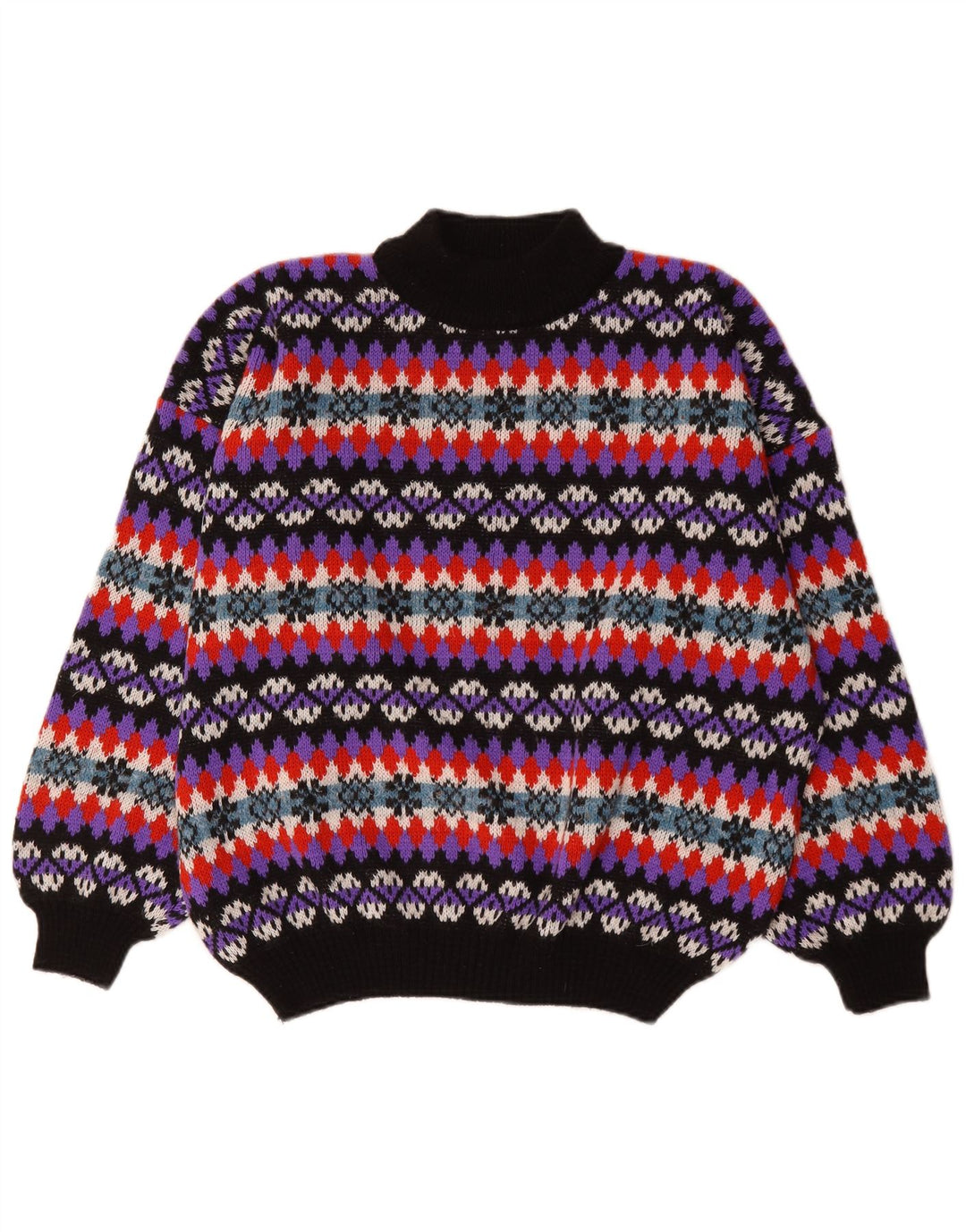 Vintage Herren Pullover mit Rollkragen, groß, mehrfarbig, Fair Isle