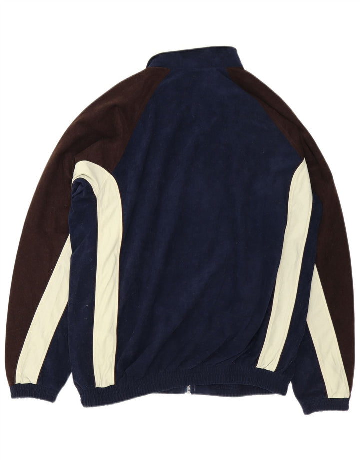 Asics Herren-Trainingsanzug-Oberteil aus Velours, Größe L, Marineblau, Farbblock