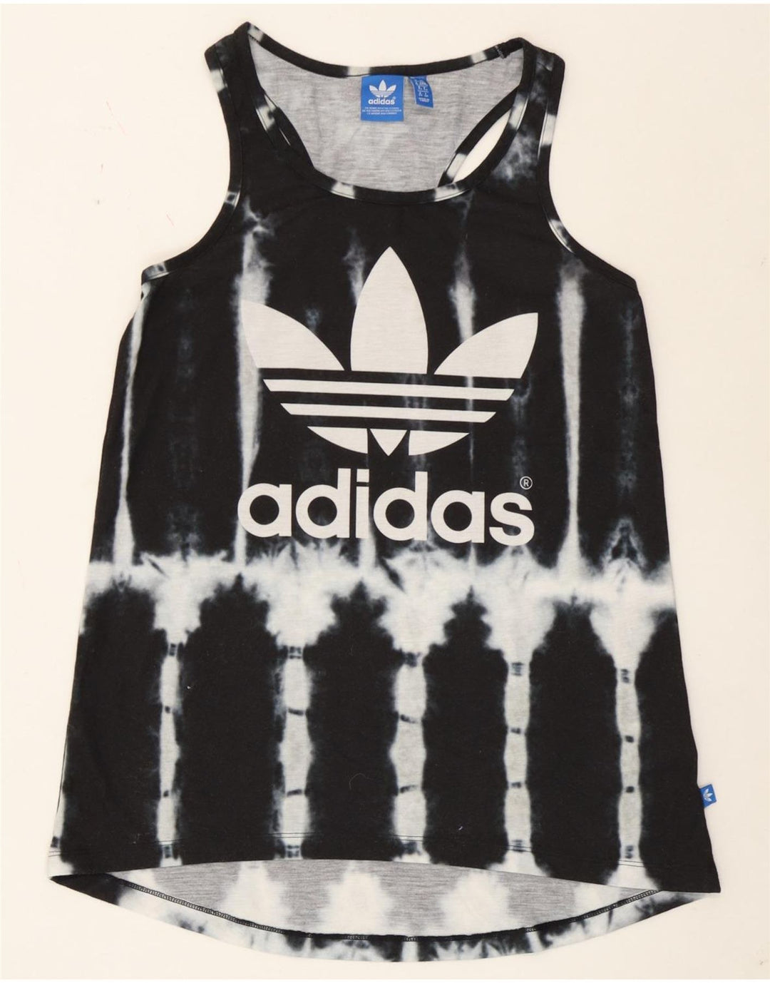 Adidas Damen Graphic Vest Top UK 6 XS Schwarzer Batik-Polyester
