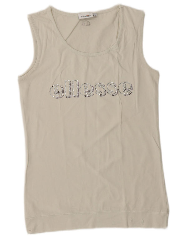 Ellesse Womens Graphic Vest Top UK 10 Small Weiß