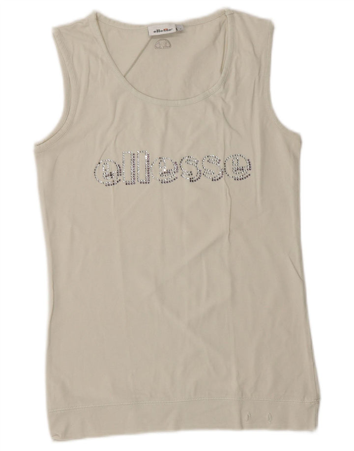 Ellesse Womens Graphic Vest Top UK 10 Small Weiß