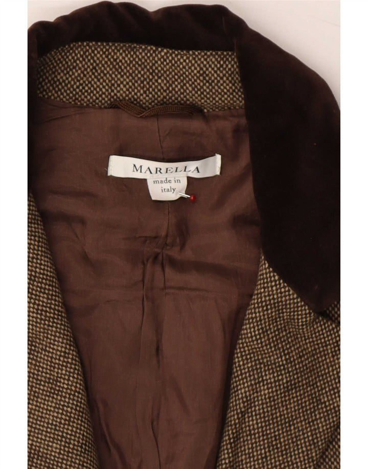 Offene Blazer-Jacke für Damen von Marella, UK 14, große graue Colourblock-Wolle