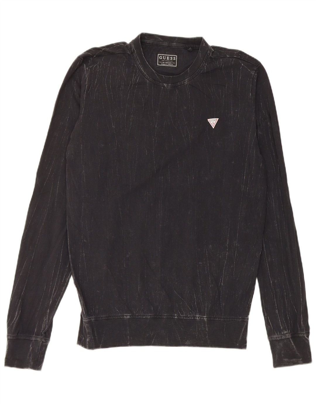 Guess Herren-Top, langärmelig, XS, schwarze Baumwolle
