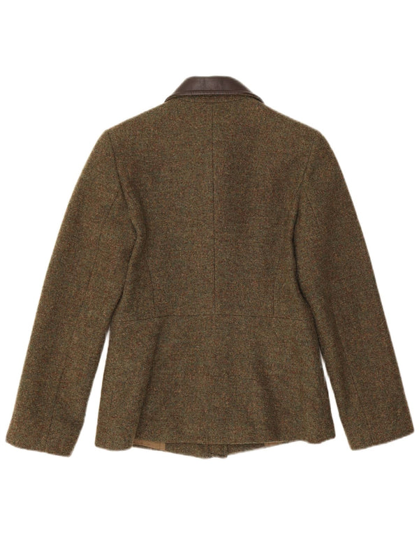 Max & Co. Damen-Blazerjacke mit durchgehendem Reißverschluss, Größe S, Khaki, Wolle