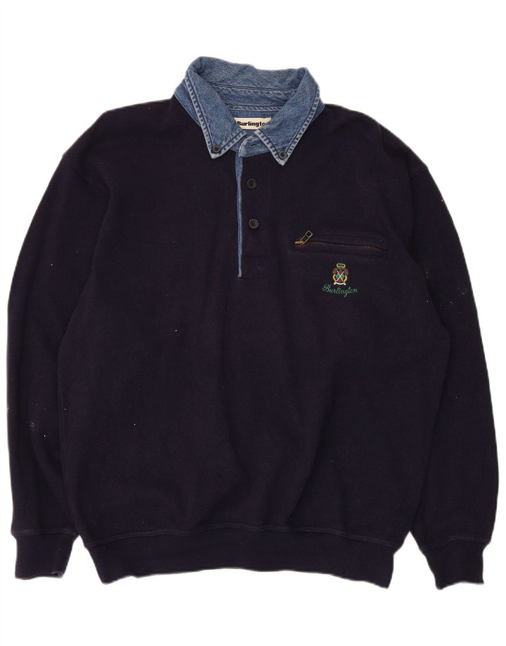 Burlington Herren-Sweatshirt mit Rollkragen, Größe S, marineblaue Baumwolle