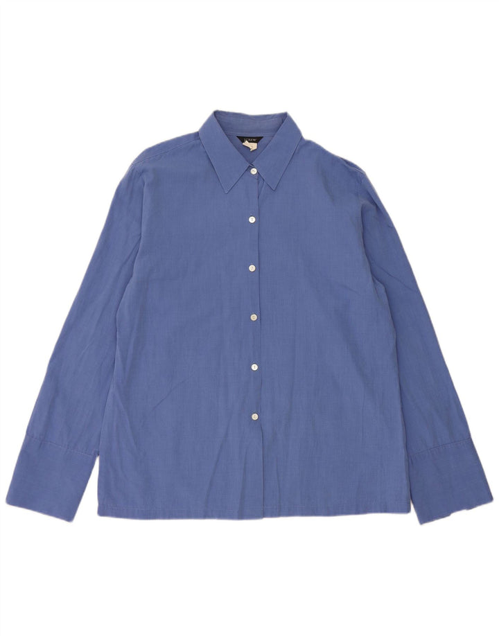 J. Crew Damen-Hemd UK 14 aus mittelblauer Baumwolle