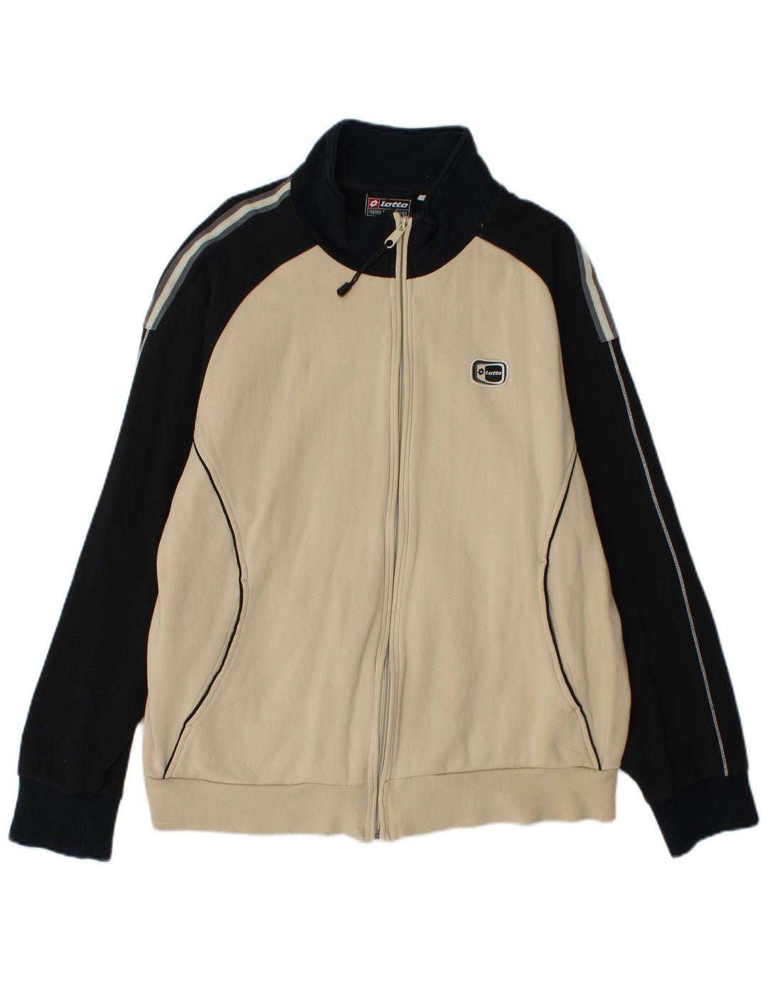 Lotto Herren-Trainingsanzug-Oberteil, Jacke, groß, beige, Colourblock-Baumwolle