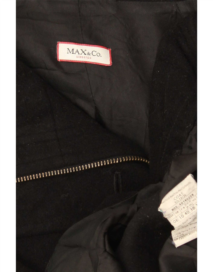 Max & Co. Damen Übergroßer Mantel UK 10 Small Schwarze Wolle
