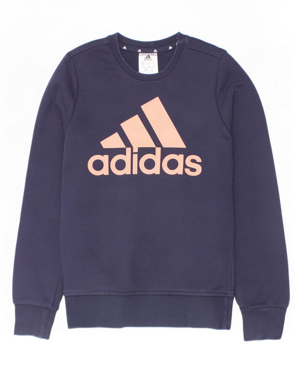 Adidas Mädchen Grafik Sweatshirt Pullover 11–12 Jahre Marineblau Baumwolle