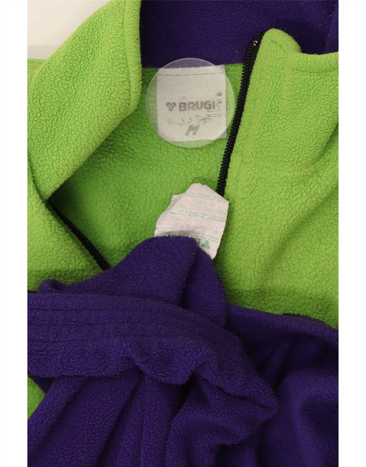 Brugi Herren-Fleecepullover mit Reißverschluss am Hals, mittelviolettes Farbblock-Polyester