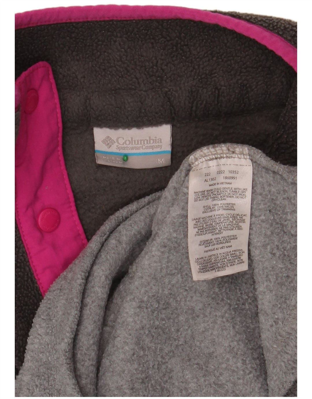 COLUMBIA Damen-Fleecepullover mit Knopfkragen, UK 14, Mittelgrau, Farbblock