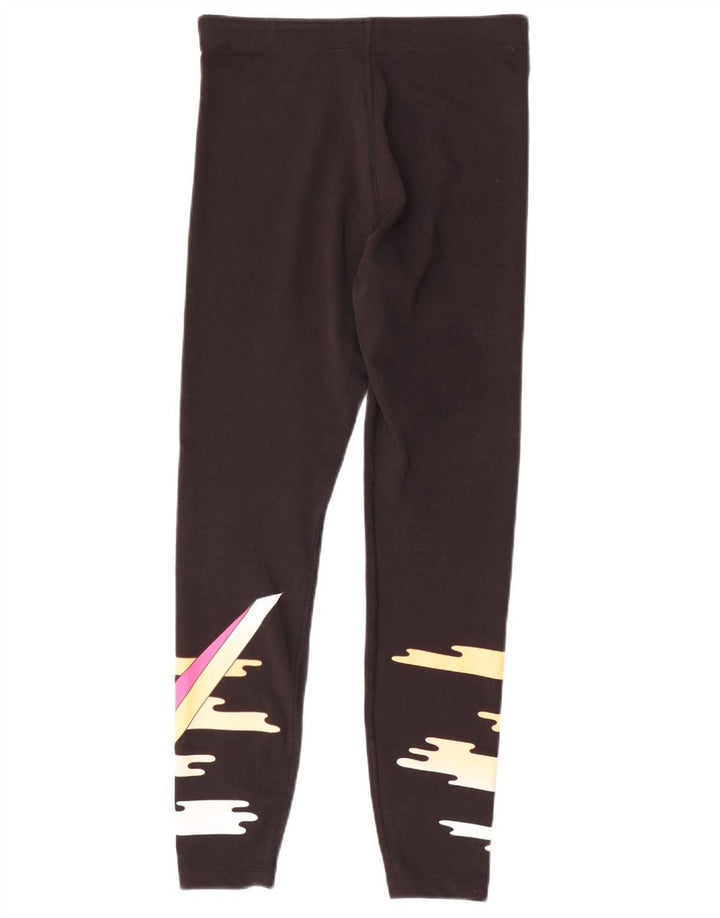 Nike Womens Graphic Leggings UK 14 Medium Black Colourblock