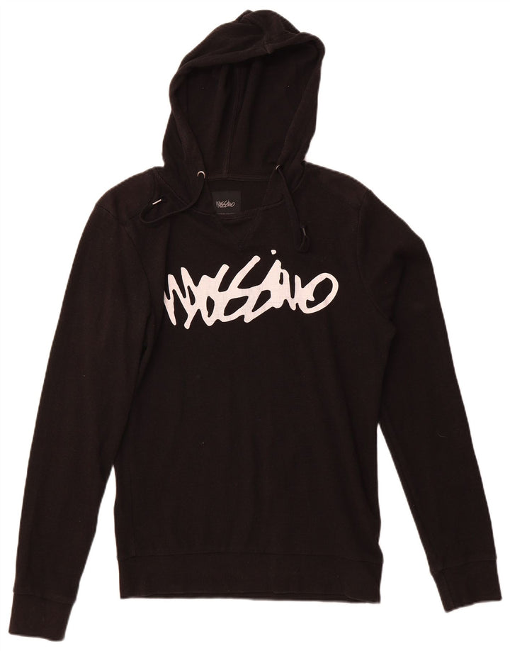 Mossimo Herren-Oberteil mit Kapuze und Grafik, langärmlig, Mittelschwarz