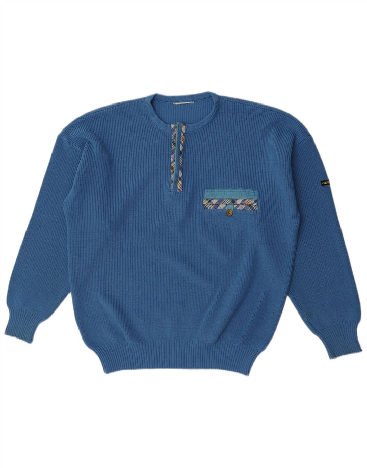 Navigare Herren-Pullover mit Reißverschluss am Hals, Größe L, Blau