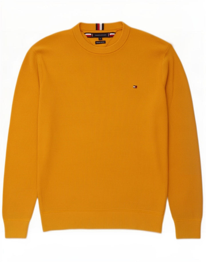 Tommy Hilfiger Herren-Pullover mit Rundhalsausschnitt, mittelgelbe Baumwolle