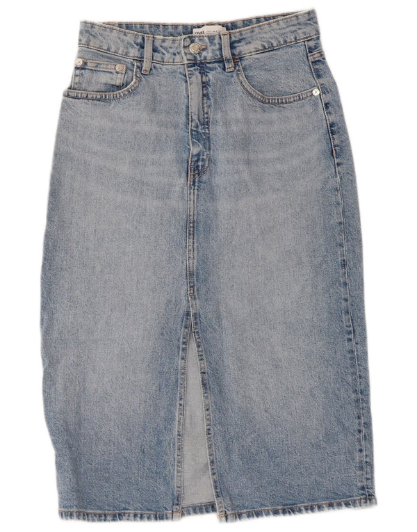 Zara Damen-Jeansrock mit hoher Taille, Größe S, W26, Blau