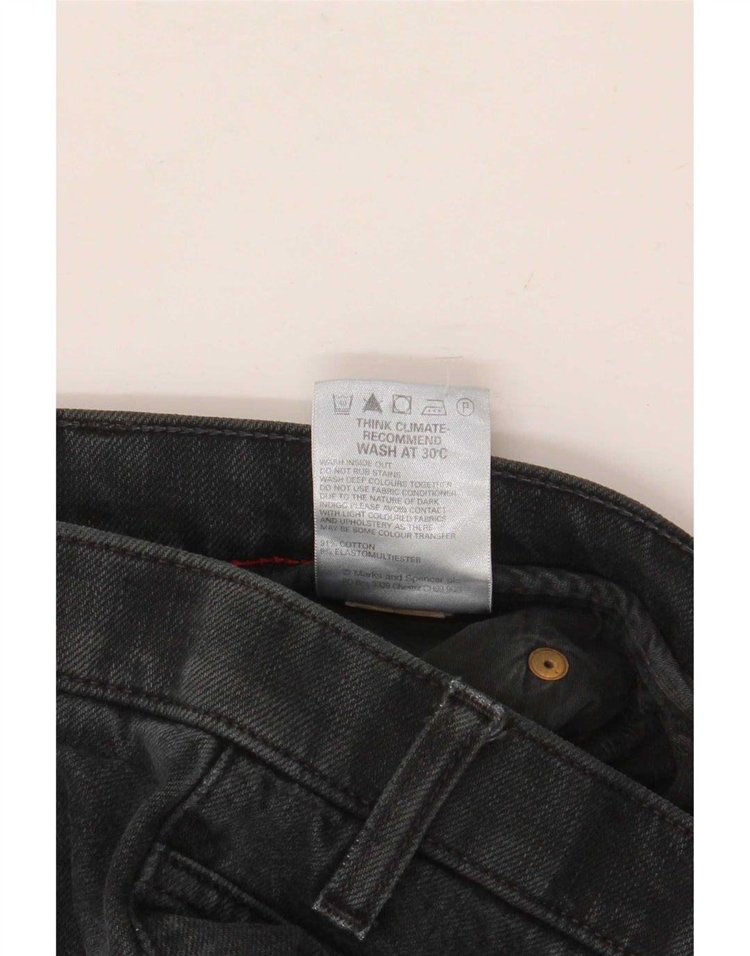Marks & Spencer Herren Blue Harbor Straight Jeans W34 L35 Schwarze Baumwolle
