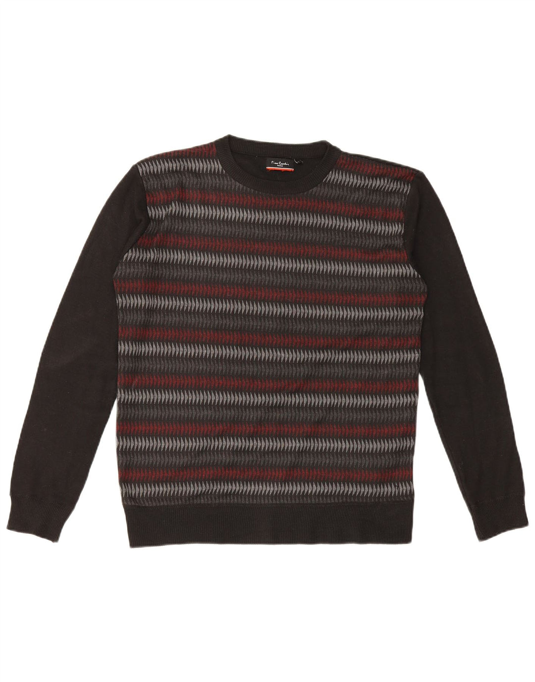 Pierre Cardin Herren-Pullover mit Rundhalsausschnitt, groß, schwarz, geometrisch, Polyester