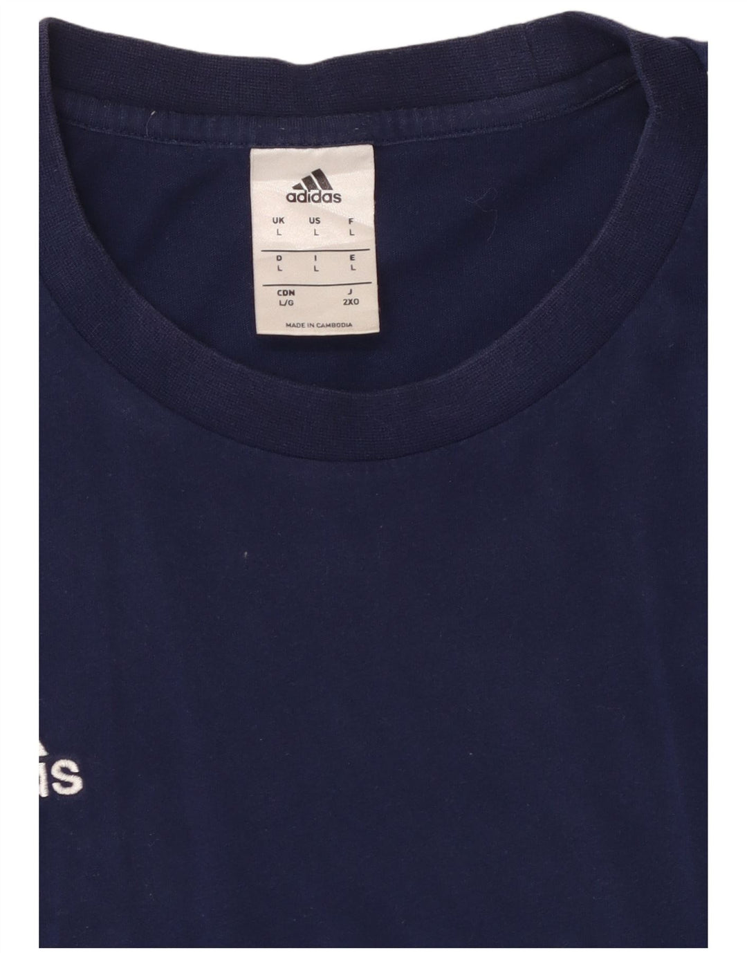 ADIDAS Herren T-Shirt Top Large Marineblau Baumwolle