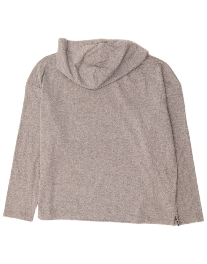 Marks & Spencer Damen-Oberteil mit Kapuze und Grafik, langärmlig, Größe 44, Grau