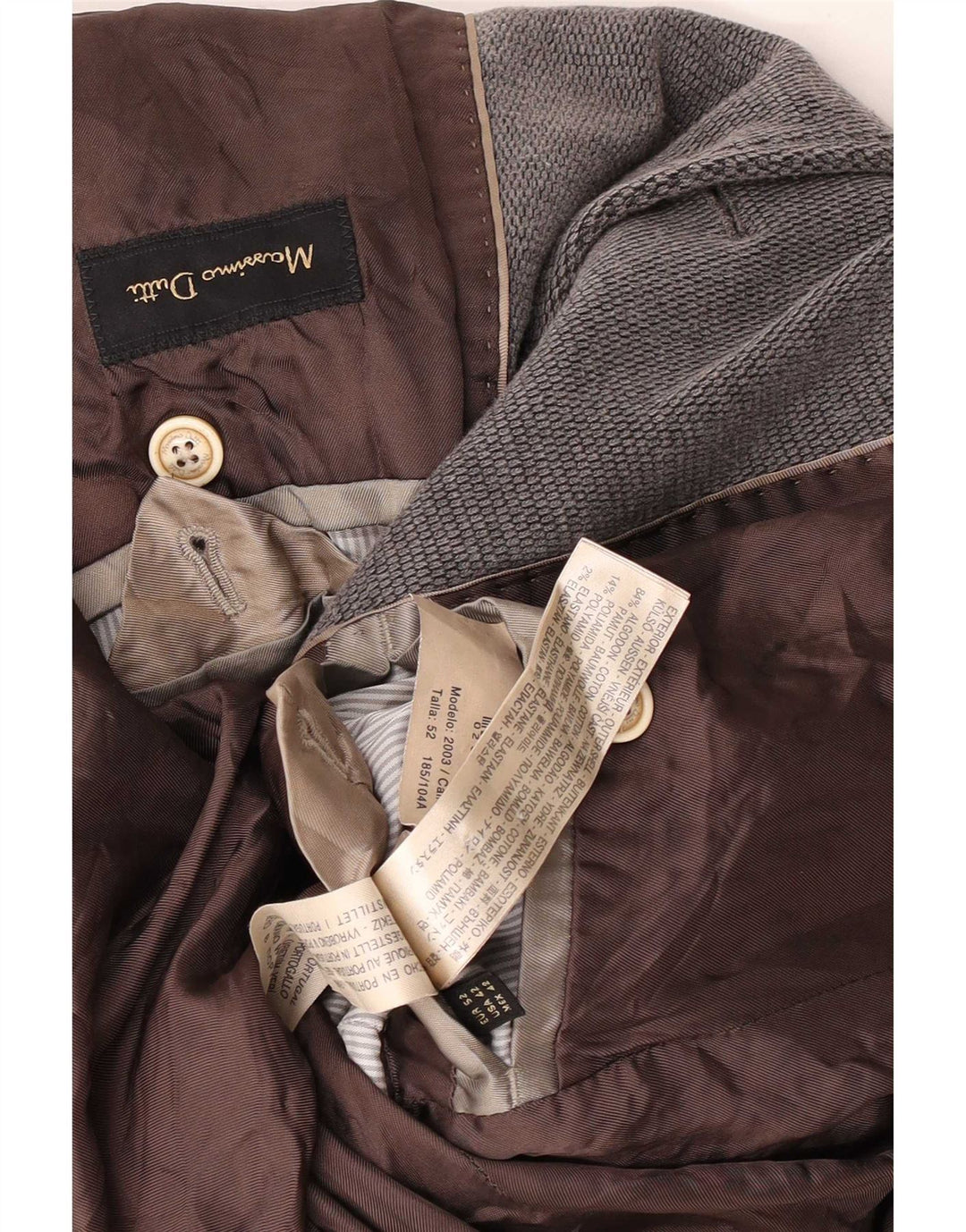 Massimo Dutti Herren-Blazer mit 2 Knöpfen, EU 52, große graue Baumwolle