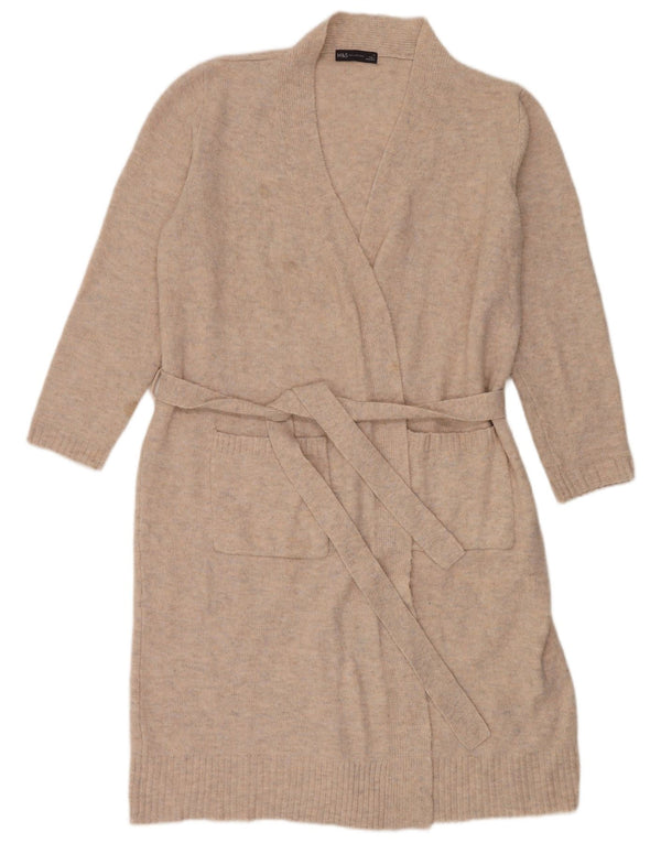 Marks & Spencer Damen Longline-Cardigan-Pullover UK 14 Mittelbeige