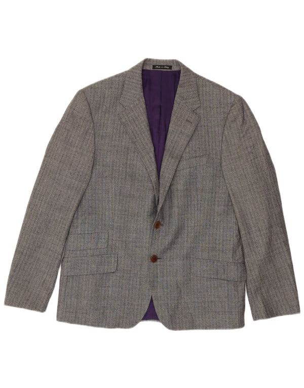 Paul Smith Herren-Blazer mit 2 Knöpfen, UK 40, große graue Nadelstreifenwolle