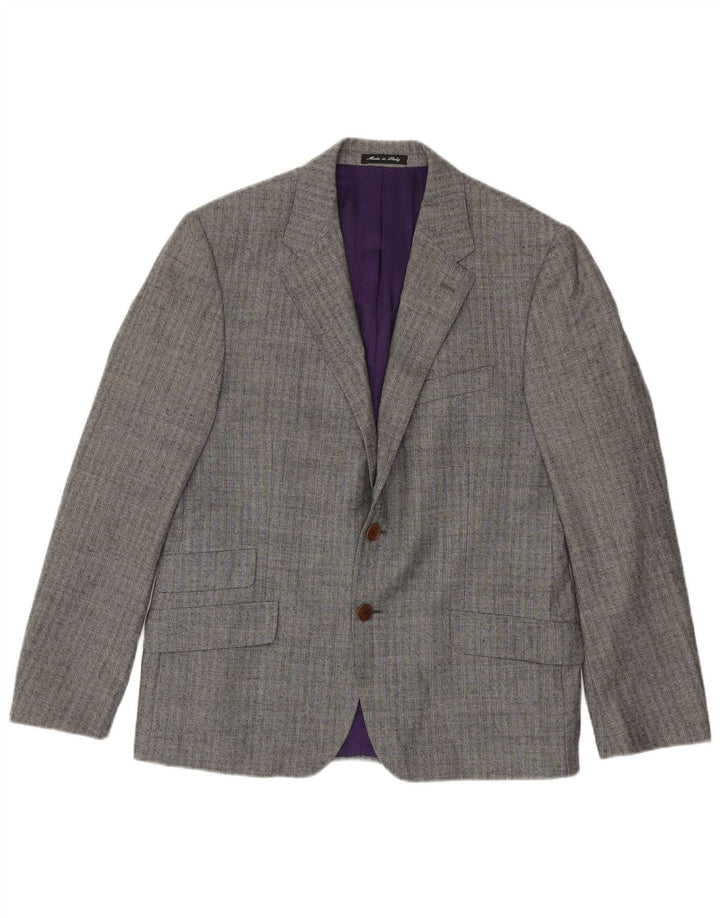Paul Smith Herren-Blazer mit 2 Knöpfen, UK 40, große graue Nadelstreifenwolle