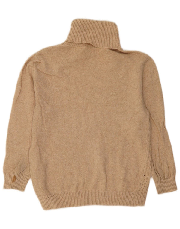 Zara Damen Crop Rollkragenpullover Pullover UK 12 Mittelbeige Baumwolle