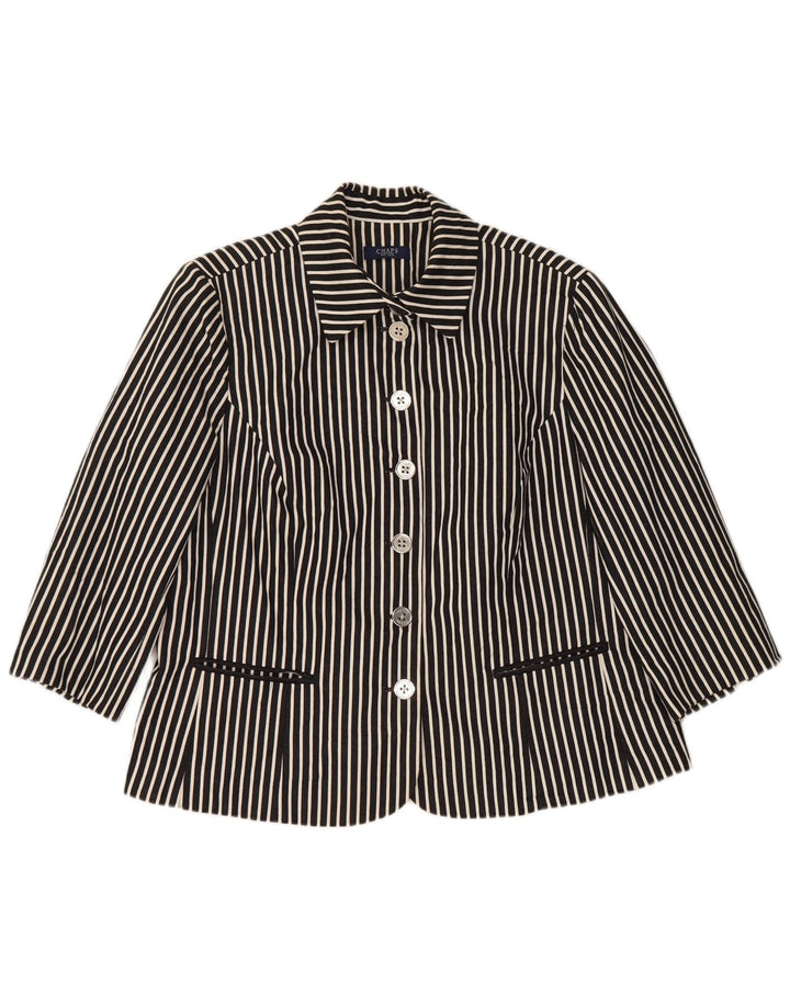 Chaps Damen-Blazer mit 3/4-Ärmeln und 6 Knöpfen, UK 18, XL, Marineblau gestreift