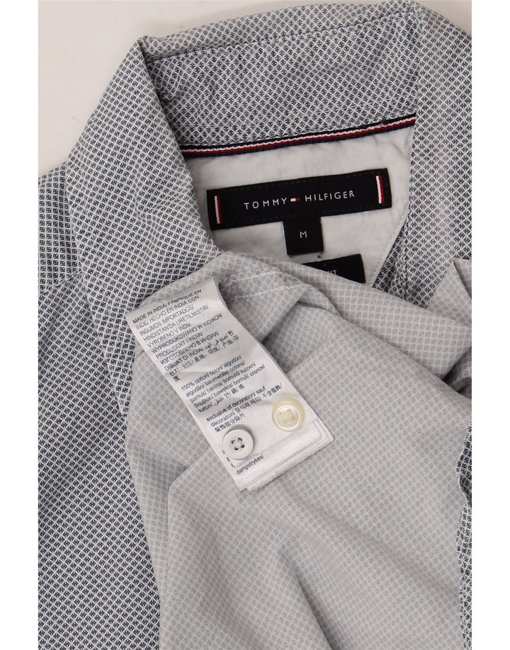 TOMMY HILFIGER Herren-Hemd mit normaler Passform, mittelblau gepunktete Baumwolle