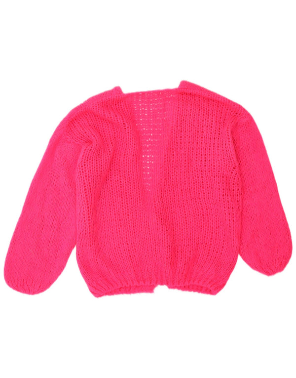 Vintage Womens Open Cardigan Sweater UK 20 2XL Pink Acrylic