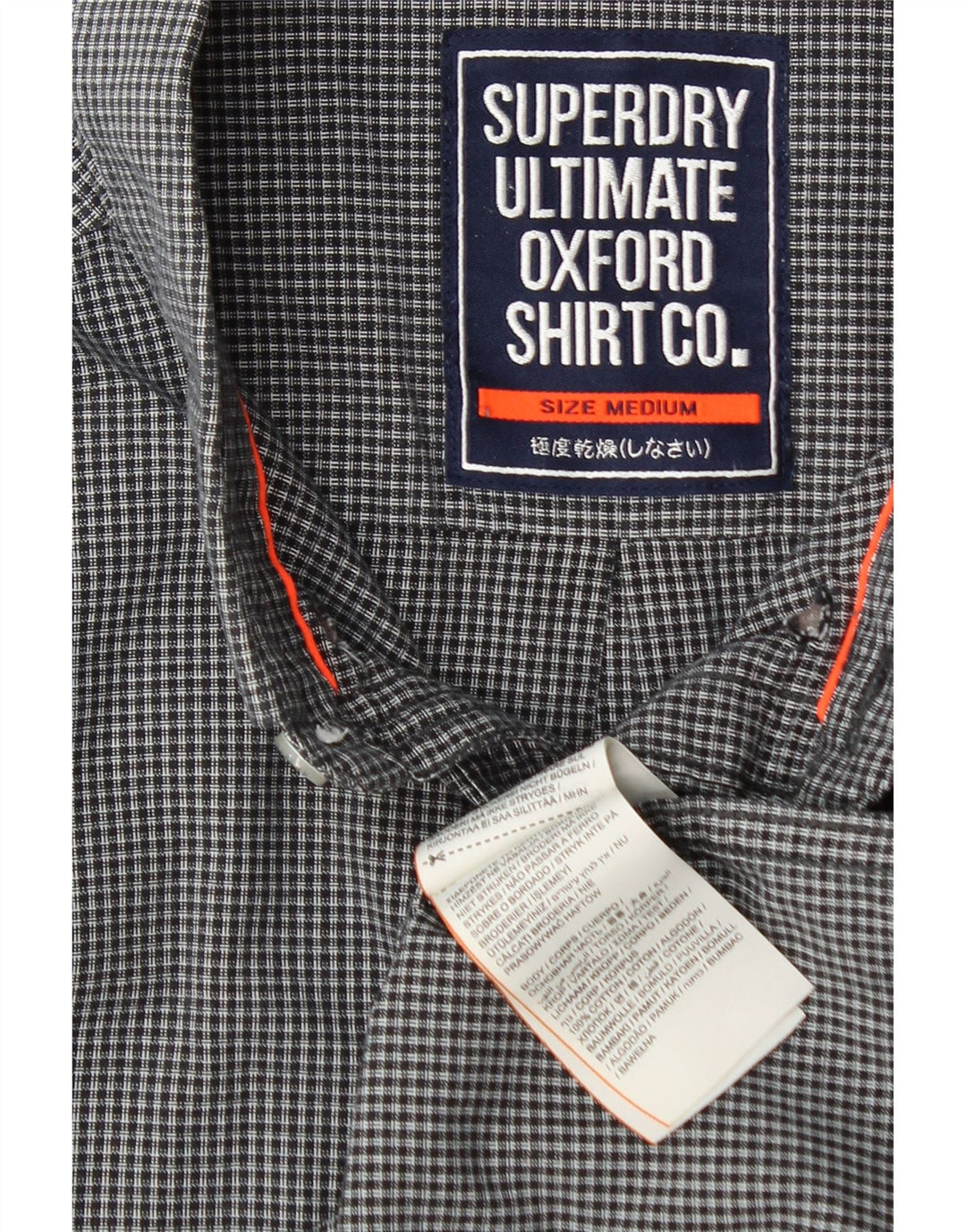 Superdry Herren-Hemd aus mittelblauer Gingham-Baumwolle in Marineblau