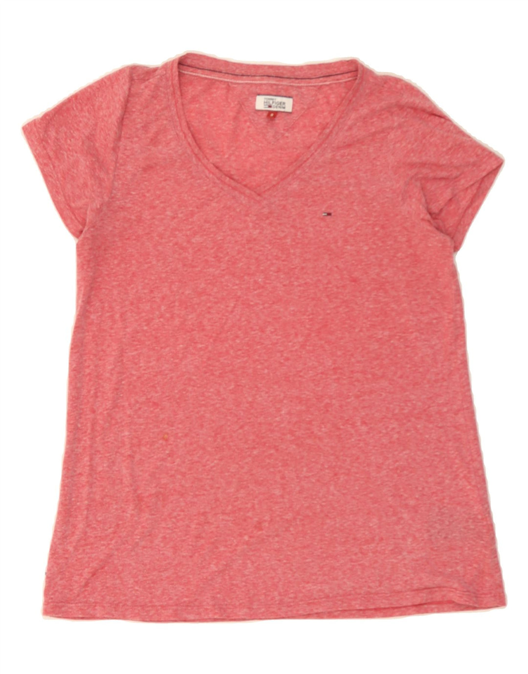 TOMMY HILFIGER Womens T-Shirt Top UK 10 Small Pink Polyester Vintage Tommy Hilfiger and Second-Hand Tommy Hilfiger from Messina Hembry 